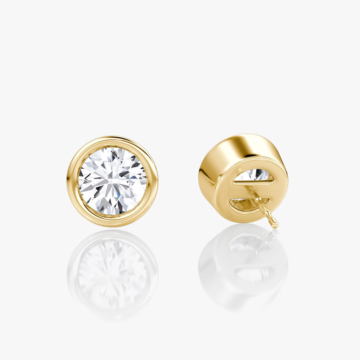 Solitaire Bezel- 1.0 CT Round Moissanite Stud Earrings