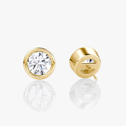 Solitaire Bezel- 1.0 CT Round Moissanite Stud Earrings