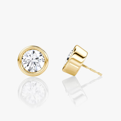 Solitaire Bezel- 1.0 CT Round Moissanite Stud Earrings