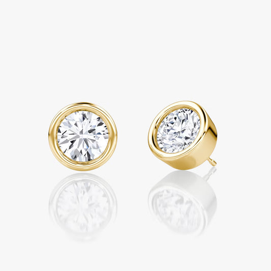 Solitaire Bezel- 1.0 CT Round Moissanite Stud Earrings