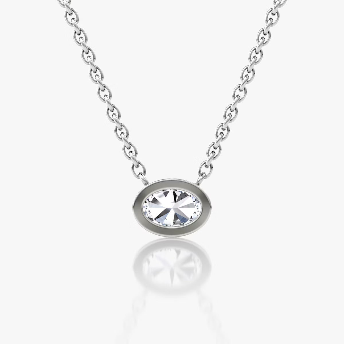 East West Solitaire Bezel- 0.25 CT Oval Moissanite Necklace