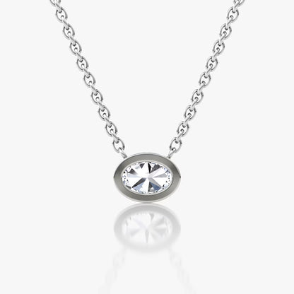 East West Solitaire Bezel- 0.25 CT Oval Moissanite Necklace
