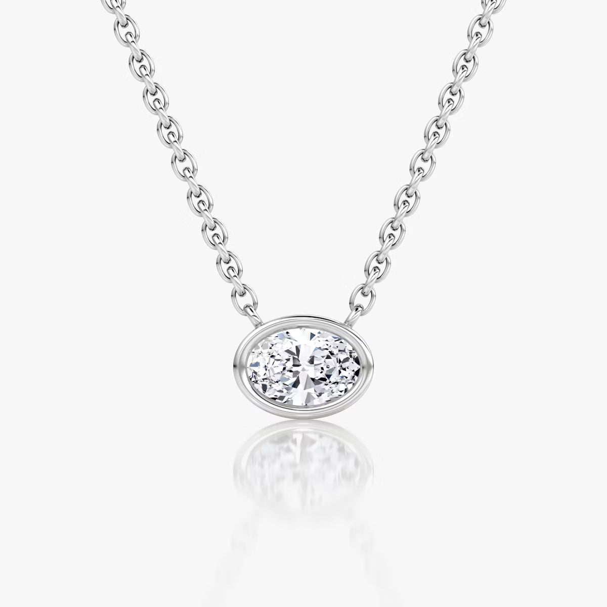 East West Solitaire Bezel- 0.25 CT Oval Moissanite Necklace