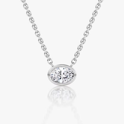 East West Solitaire Bezel- 0.25 CT Oval Moissanite Necklace
