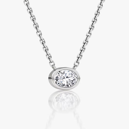 East West Solitaire Bezel- 0.25 CT Oval Moissanite Necklace