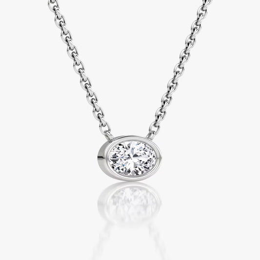 East West Solitaire Bezel- 0.25 CT Oval Moissanite Necklace