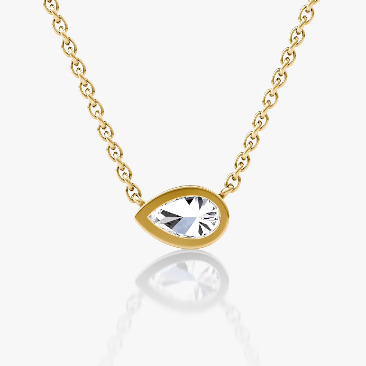 East West Solitaire Bezel- 0.25 CT Pear Moissanite Necklace