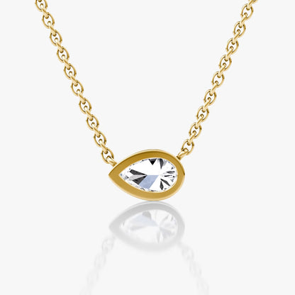 East West Solitaire Bezel- 0.25 CT Pear Moissanite Necklace