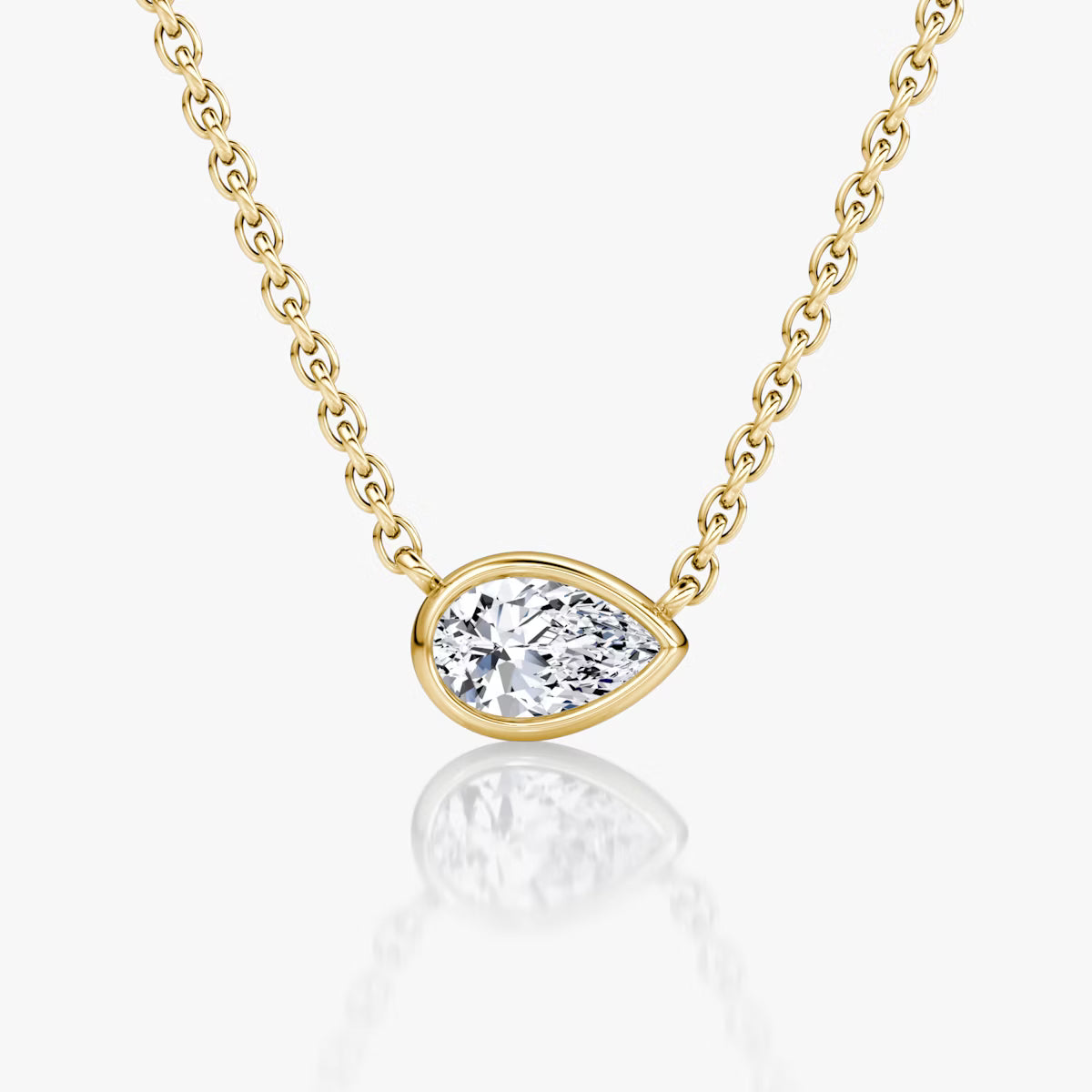East West Solitaire Bezel- 0.25 CT Pear Moissanite Necklace