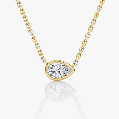 East West Solitaire Bezel- 0.25 CT Pear Moissanite Necklace