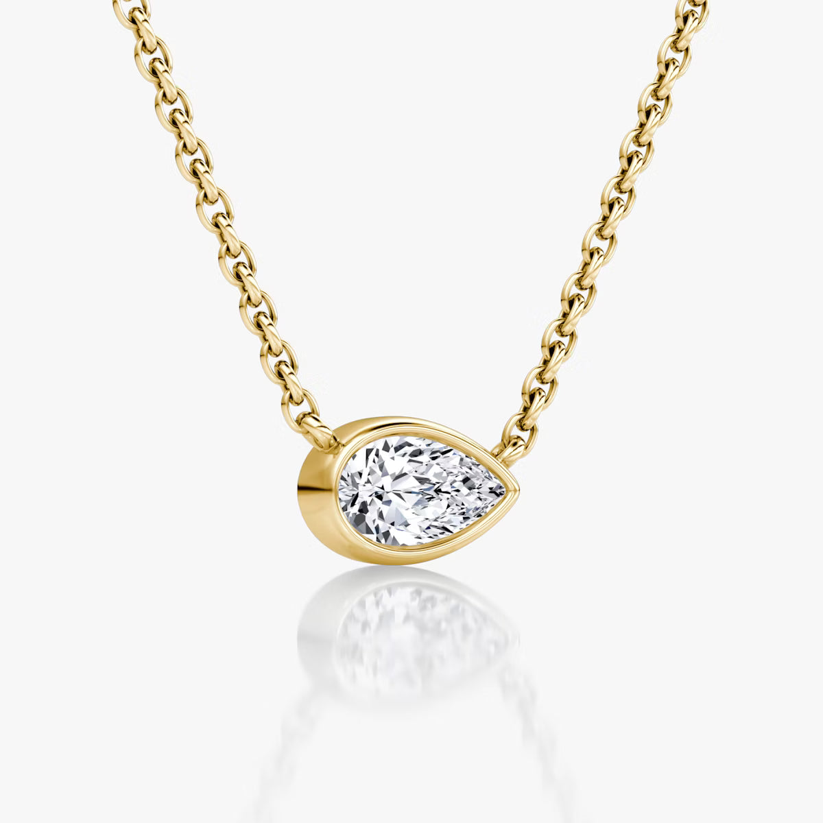 East West Solitaire Bezel- 0.25 CT Pear Moissanite Necklace