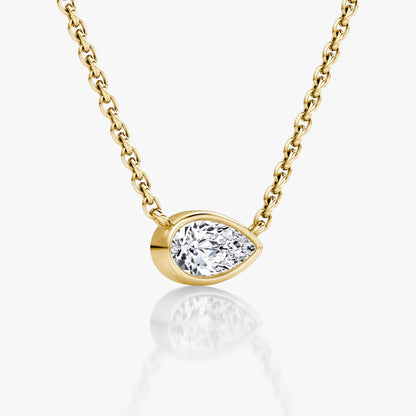 East West Solitaire Bezel- 0.25 CT Pear Moissanite Necklace