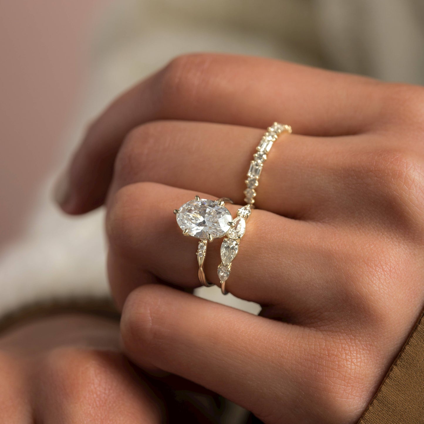 Criss Cross-Oval Lab Grown Diamond Engagement Ring