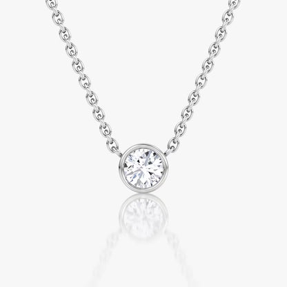 Solitaire Bezel- 0.10 CT Round Moissanite Necklace