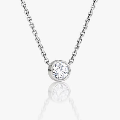 Solitaire Bezel- 0.10 CT Round Moissanite Necklace