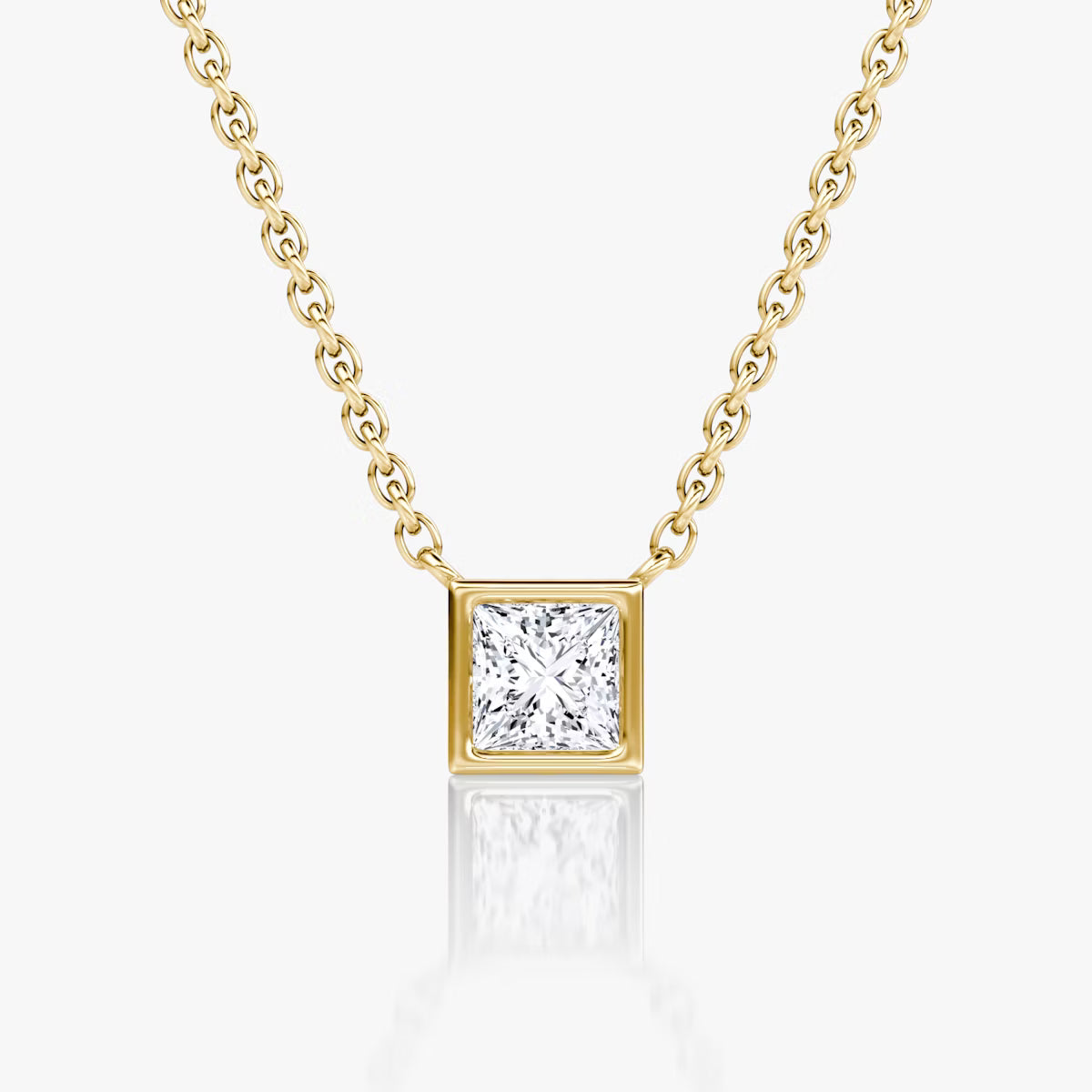 Solitaire Bezel- 0.25 CT Princess Moissanite Necklace