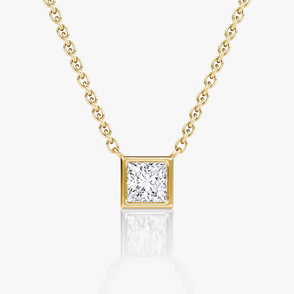 Solitaire Bezel- 0.25 CT Princess Moissanite Necklace