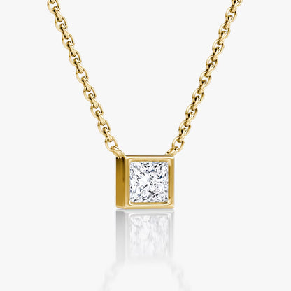 Solitaire Bezel- 0.25 CT Princess Moissanite Necklace