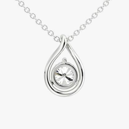 Solitaire Pear Drop- 1.5 CT Round Moissanite Necklace