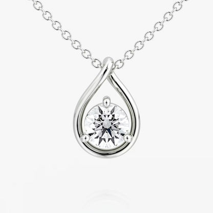 Solitaire Pear Drop- 1.5 CT Round Moissanite Necklace