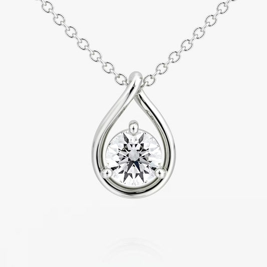 Solitaire Pear Drop- 1.5 CT Round Moissanite Necklace