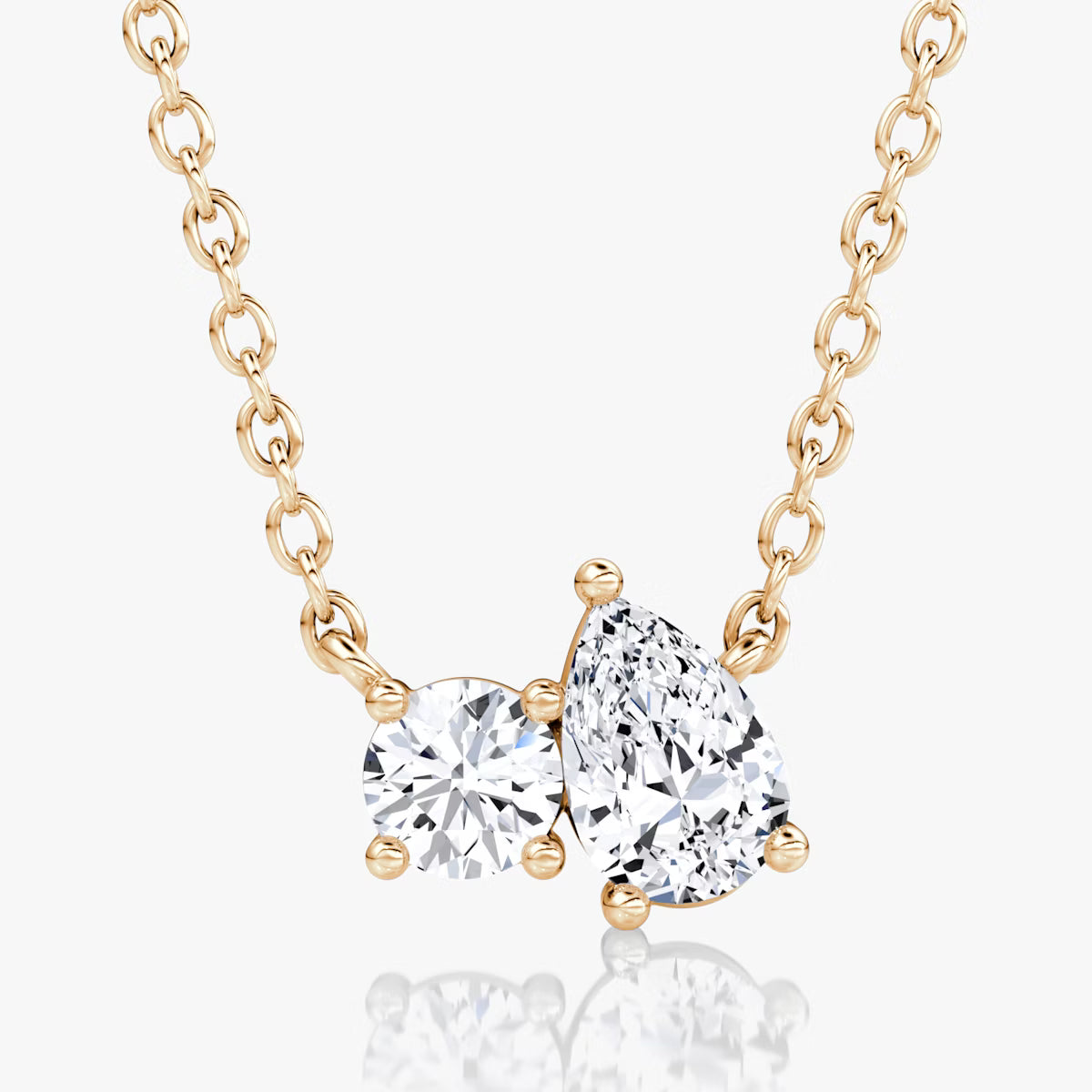 Toi Et Moi- 0.41 CT Round & Pear Moissanite Necklace