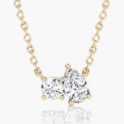Toi Et Moi- 0.41 CT Round & Pear Moissanite Necklace
