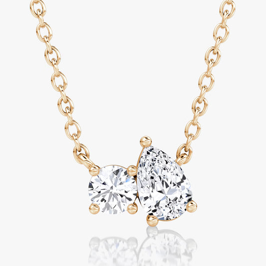 Toi Et Moi- 0.41 CT Round & Pear Moissanite Necklace