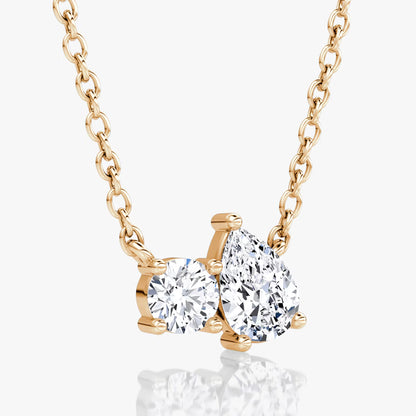 Toi Et Moi- 0.41 CT Round & Pear Moissanite Necklace
