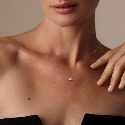 Toi Et Moi- 0.41 CT Round & Pear Moissanite Necklace