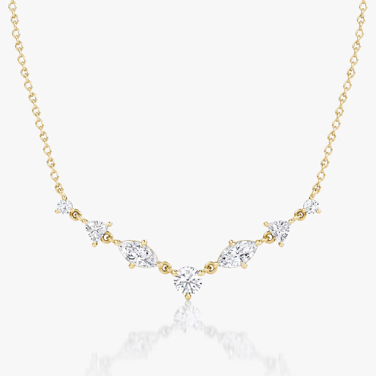 Linking Tennis- 1.03 CT Marquise & Trillion & Round Moissanite Necklace