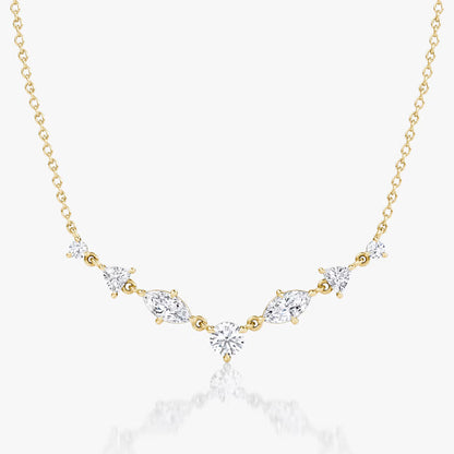 Linking Tennis- 1.03 CT Marquise & Trillion & Round Moissanite Necklace