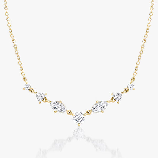 Linking Tennis- 1.03 CT Marquise & Trillion & Round Moissanite Necklace