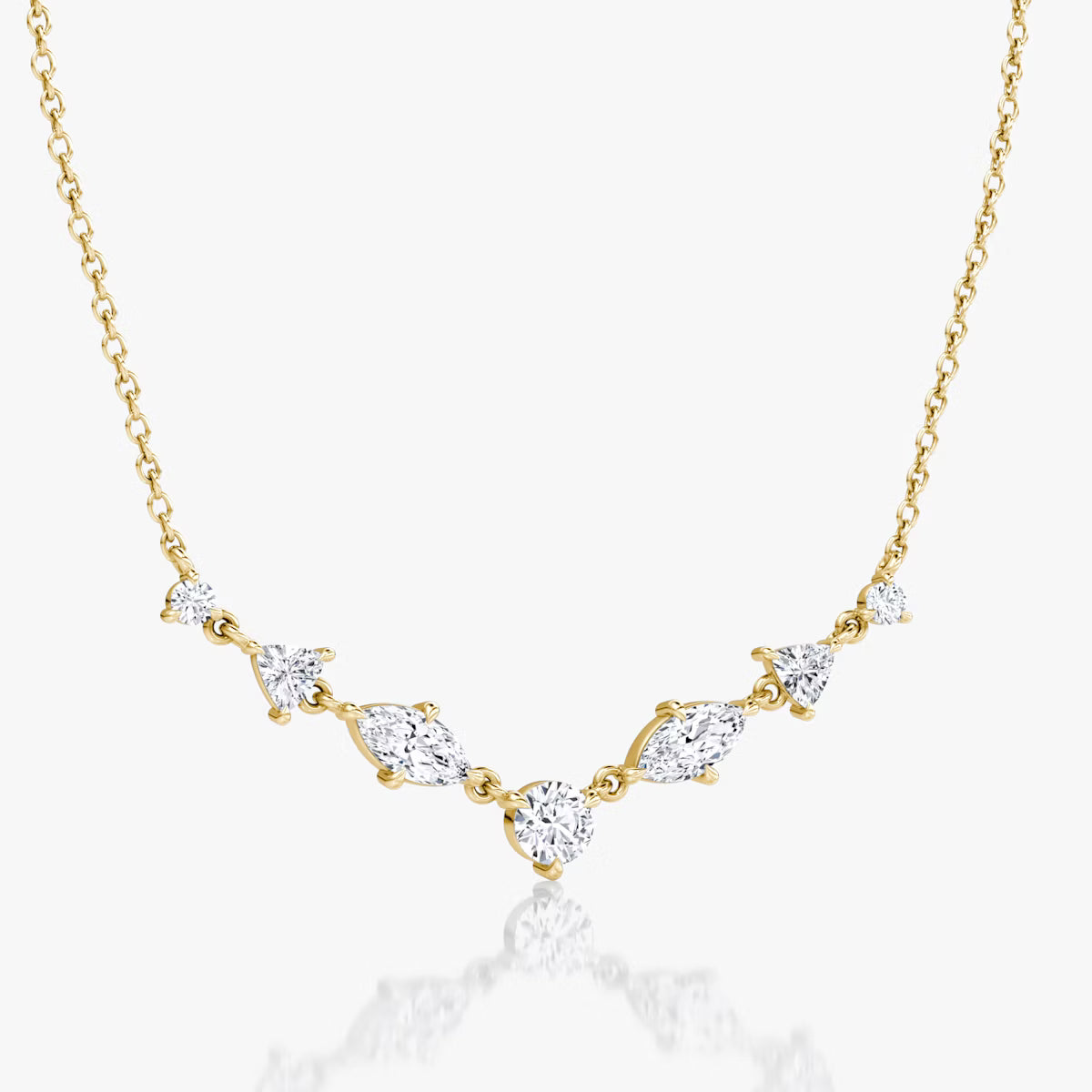 Linking Tennis- 1.03 CT Marquise & Trillion & Round Moissanite Necklace