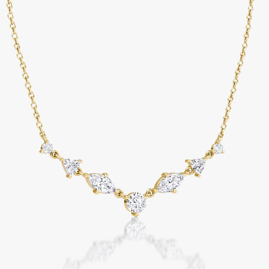 Linking Tennis- 1.03 CT Marquise & Trillion & Round Moissanite Necklace
