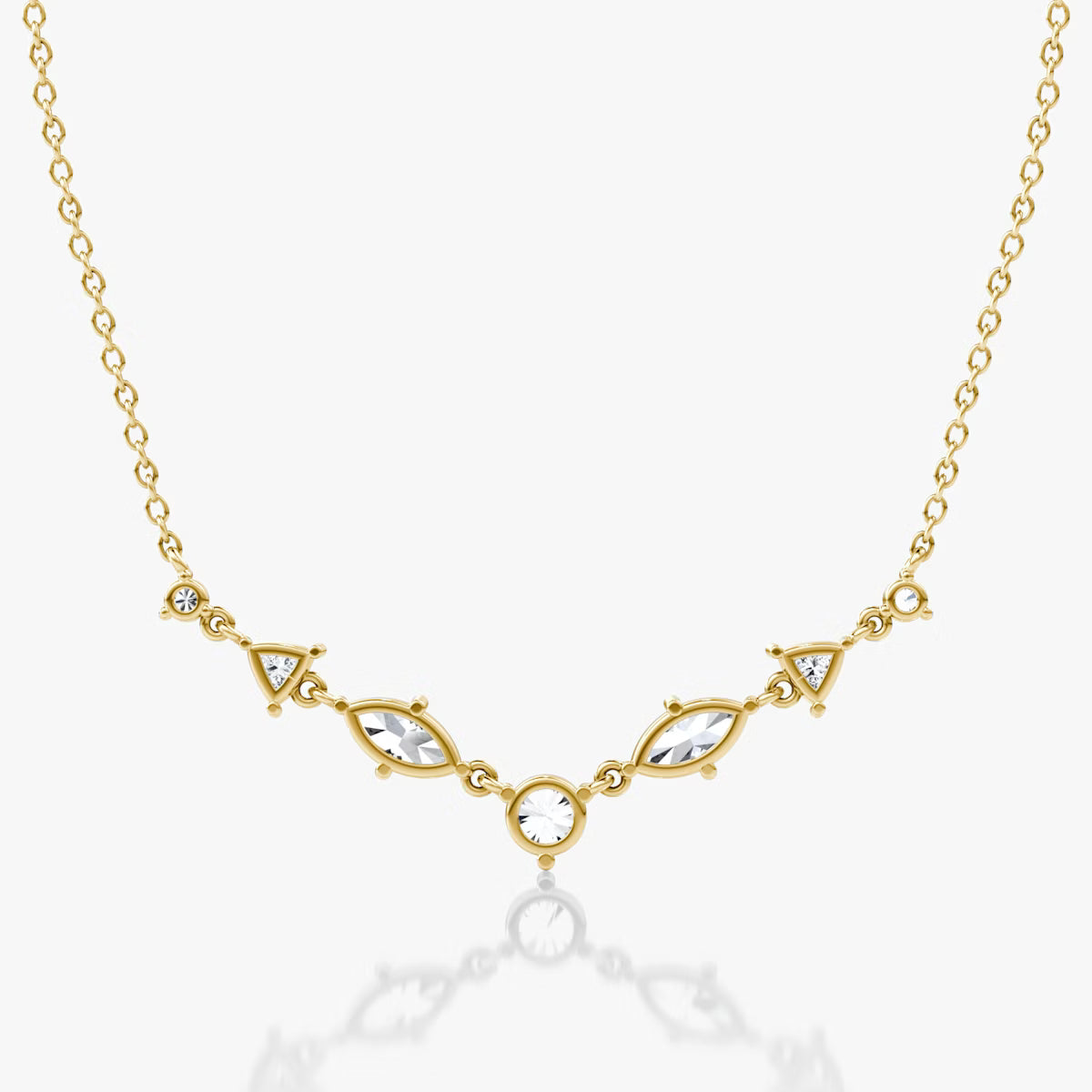 Linking Tennis- 1.03 CT Marquise & Trillion & Round Moissanite Necklace