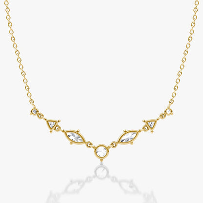 Linking Tennis- 1.03 CT Marquise & Trillion & Round Moissanite Necklace
