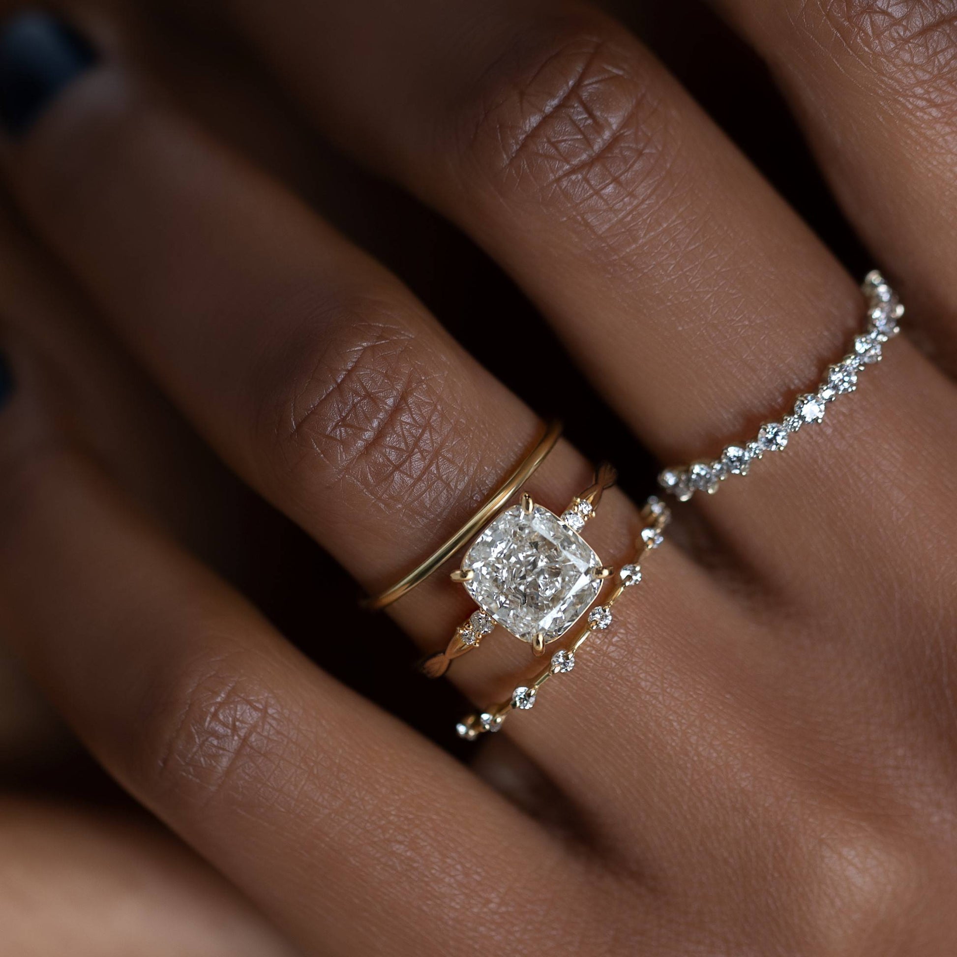 Criss Cross-Cushion Lab Grown Diamond Engagement Ring