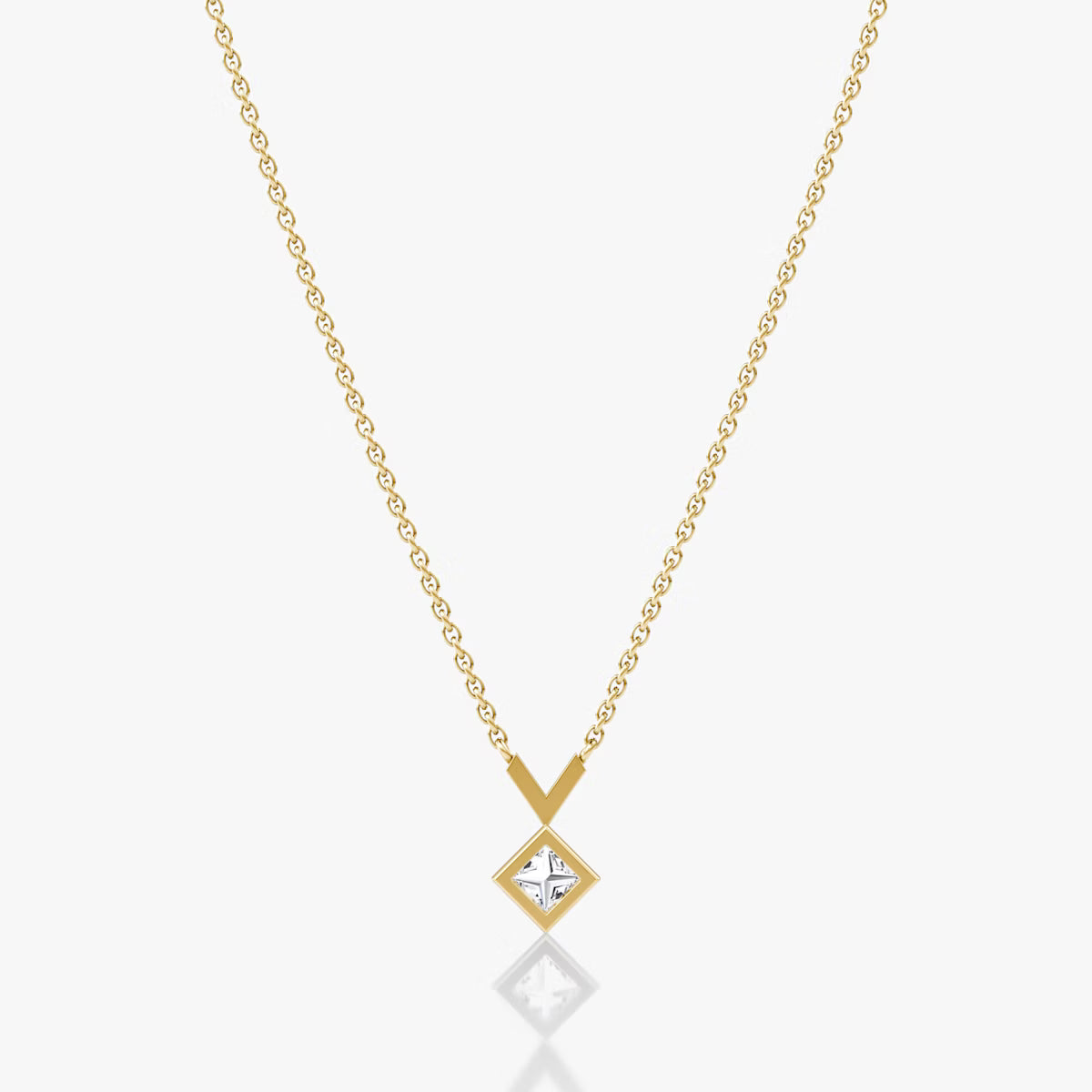 Solitaire Bezel- 0.25 CT Princess Moissanite Necklace