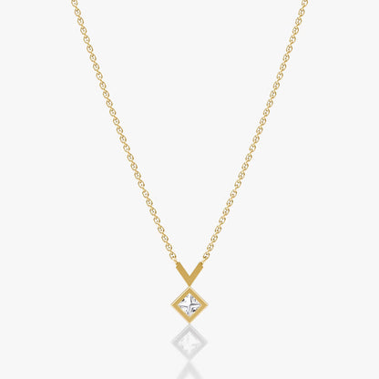 Solitaire Bezel- 0.25 CT Princess Moissanite Necklace