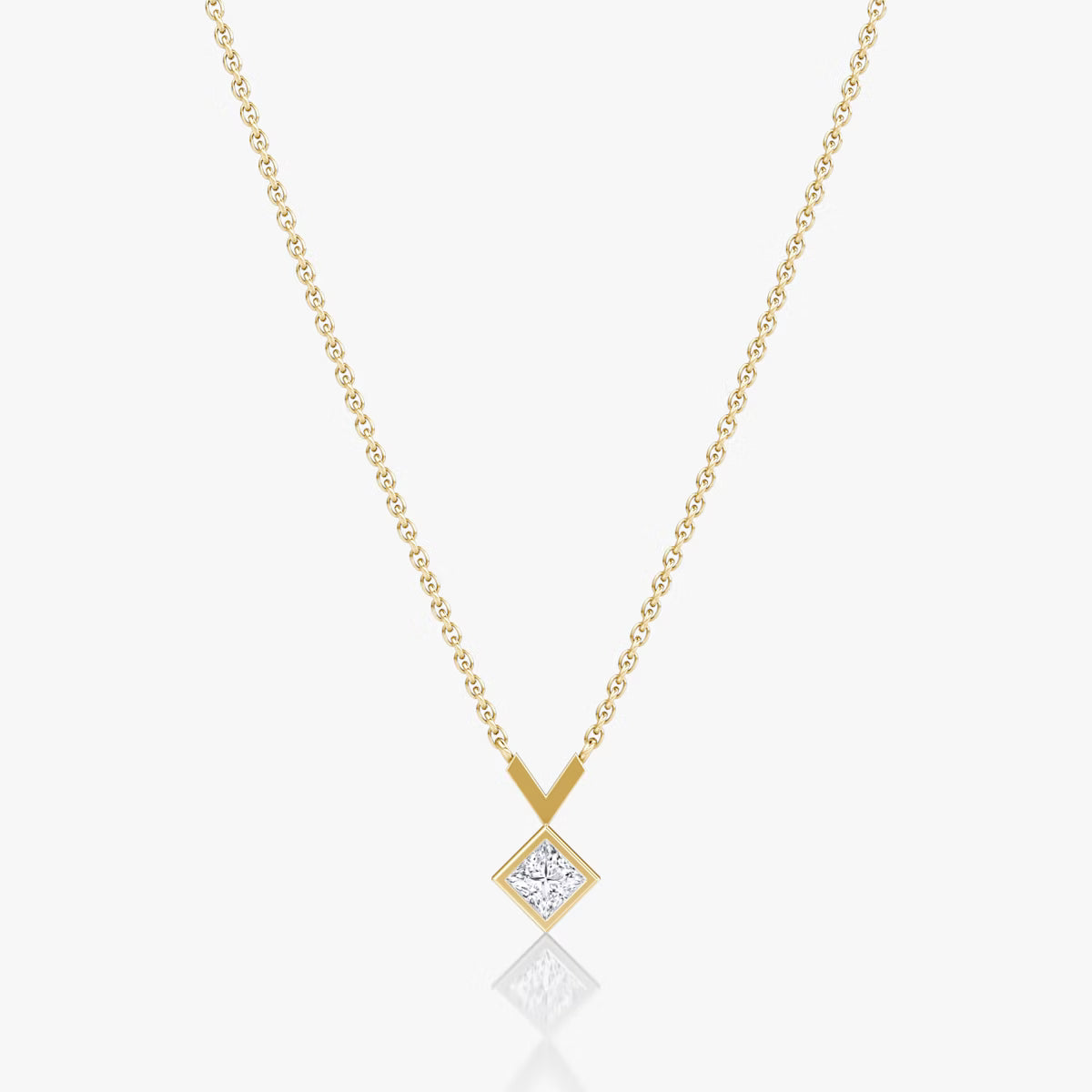 Solitaire Bezel- 0.25 CT Princess Moissanite Necklace
