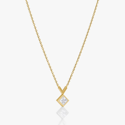 Solitaire Bezel- 0.25 CT Princess Moissanite Necklace