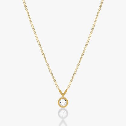 Solitaire Bezel- 0.25 CT Round Moissanite Necklace