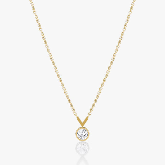 Solitaire Bezel- 0.25 CT Round Moissanite Necklace