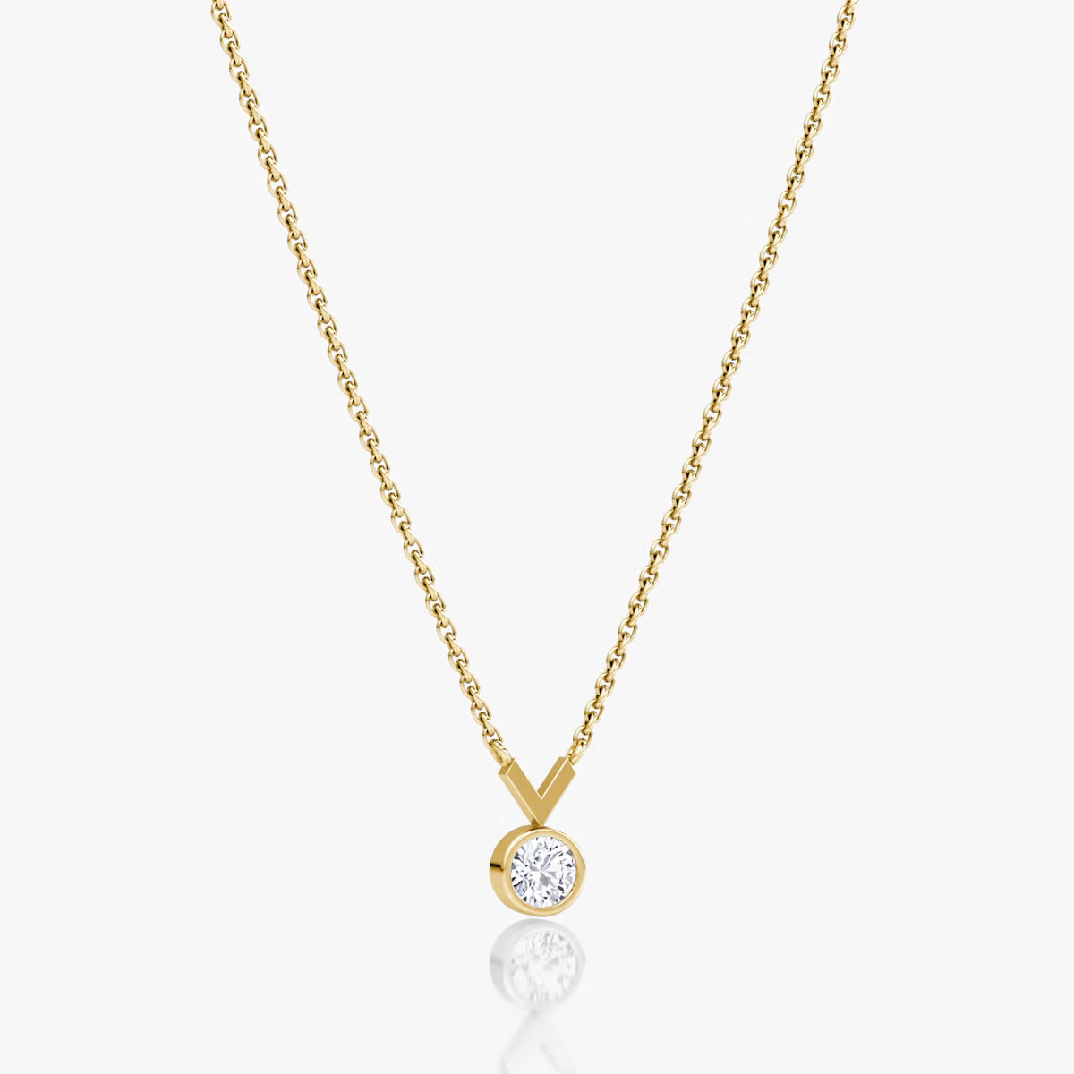 Solitaire Bezel- 0.25 CT Round Moissanite Necklace