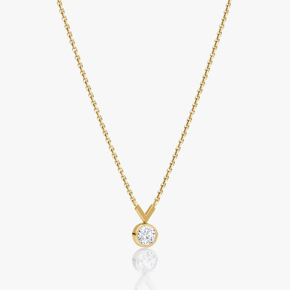 Solitaire Bezel- 0.25 CT Round Moissanite Necklace