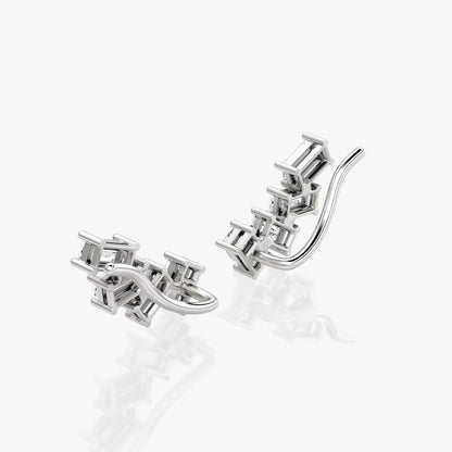 Cluster- 0.80 CT Baguette Moissanite Earrings
