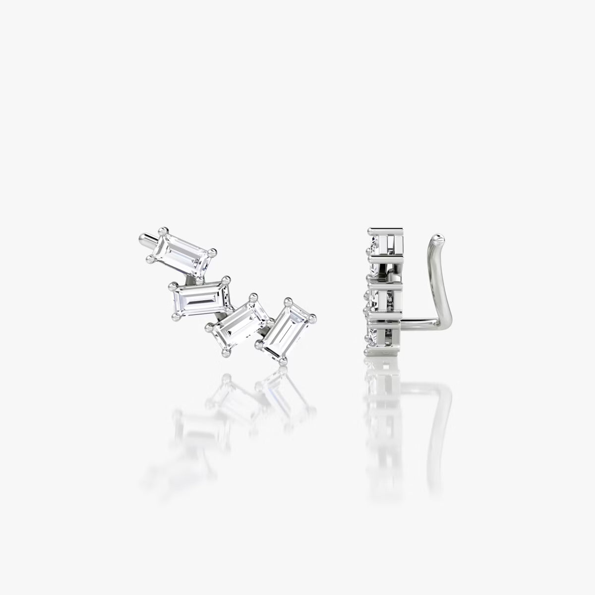 Cluster- 0.80 CT Baguette Moissanite Earrings