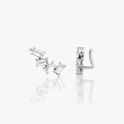 Cluster- 0.80 CT Baguette Moissanite Earrings