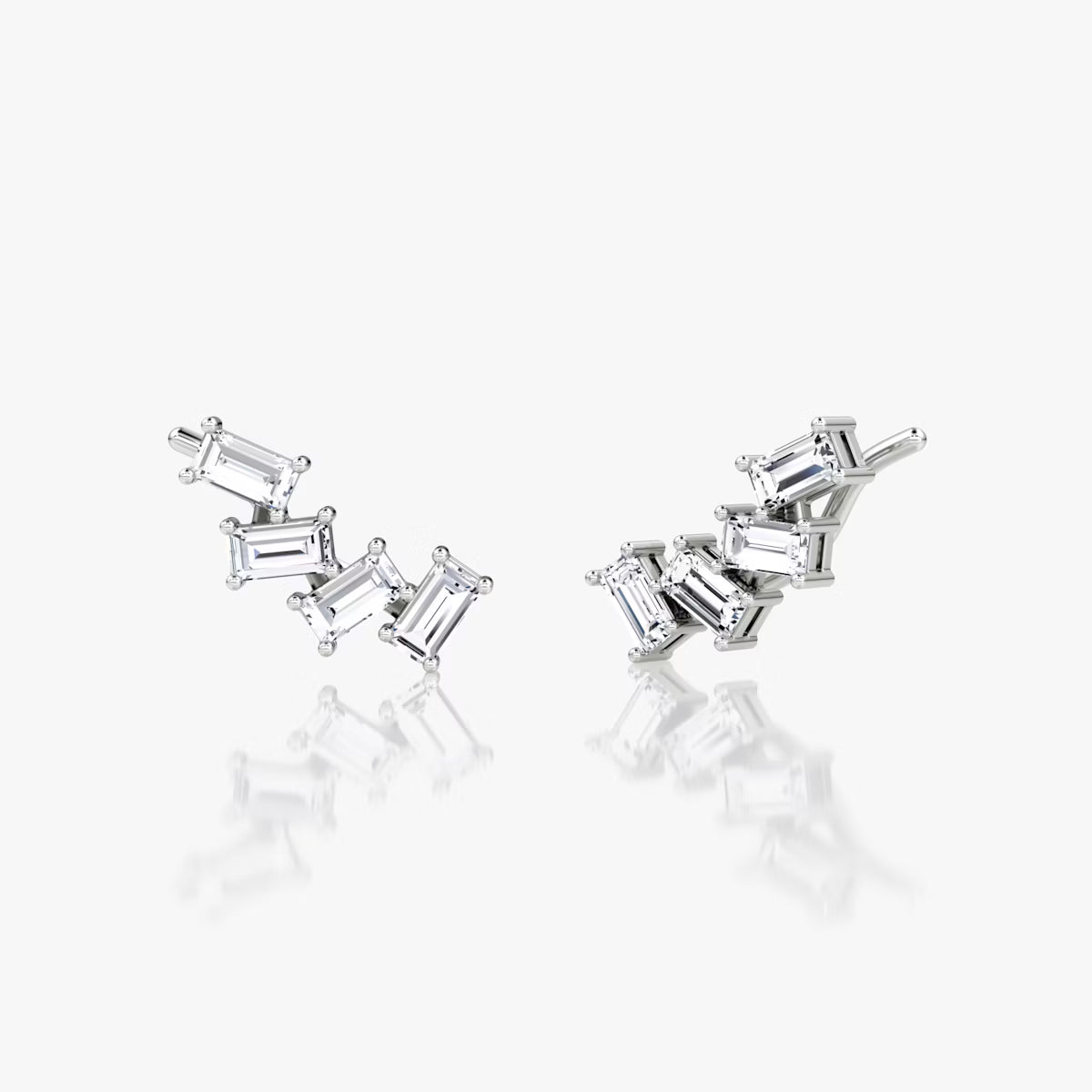 Cluster- 0.80 CT Baguette Moissanite Earrings